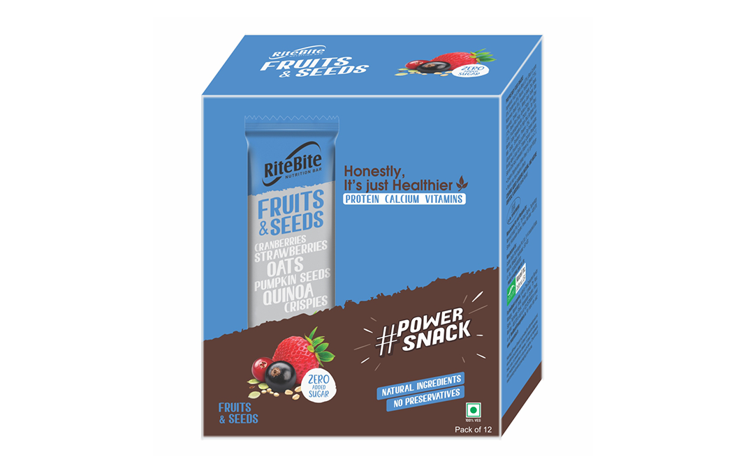 Ritebite Fruits & Seeds Cranberries Strawberries Oats Pumpkin Seeds Quinoa Crispies   Box  420 grams